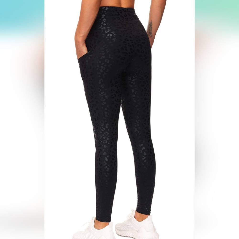 Black Leopard Print Women's Leggings XL
